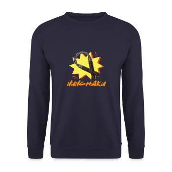 Karate Ninja Nunchaku Waffen Japan Training Sport - Unisex Pullover - Navy - Vorne - Alina (178cm) & Michal (187cm)
