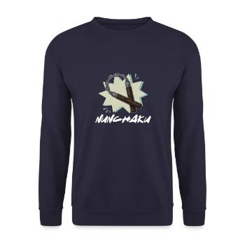 Karate Ninja Nunchaku Waffen Japan Training Sport - Unisex Pullover - Navy - Vorne - Alina (178cm) & Michal (187cm)