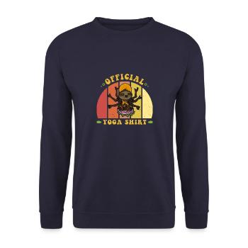 Yoga Yogalehrer Meditation Faultier Buddha - Unisex Pullover - Navy - Vorne - Alina (178cm) & Michal (187cm)