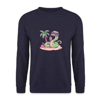 Schlange Kobra Insel Sommer Palme - Unisex Pullover - Navy - Vorne - Alina (178cm) & Michal (187cm)