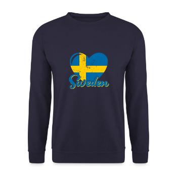 Schweden Sverige Volk Stockholm Schwedisch - Unisex Pullover - Navy - Vorne - Alina (178cm) & Michal (187cm)