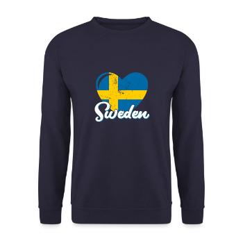 Schweden Sverige Volk Stockholm Schwedisch - Unisex Pullover - Navy - Vorne - Alina (178cm) & Michal (187cm)