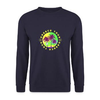 Greece Tour Palmen Urlaub - Unisex Pullover - Navy - Vorne - Alina (178cm) & Michal (187cm)