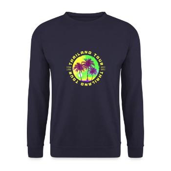 Vacances en Thaïlande Palm Tree - Sweat-shirt Unisexe - marine - Devant - Alina (178cm) & Michal (187cm)