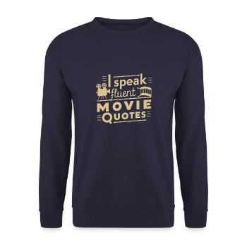 Cinema Lover Saying Minimalist Silhouette - Unisex Sweatshirt - navy - Front - Alina (178cm) & Michal (187cm)