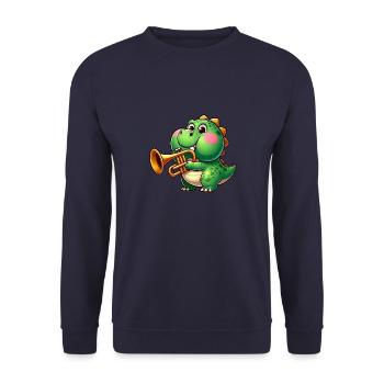Trex épais avec trompette dessin animé dinosaure musique - Sweat-shirt Unisexe - marine - Devant - Alina (178cm) & Michal (187cm)