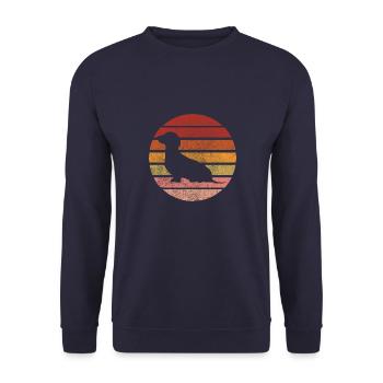 Dackel Dackelfreund Dackelliebe Hundemensch - Unisex Pullover - Navy - Vorne - Alina (178cm) & Michal (187cm)