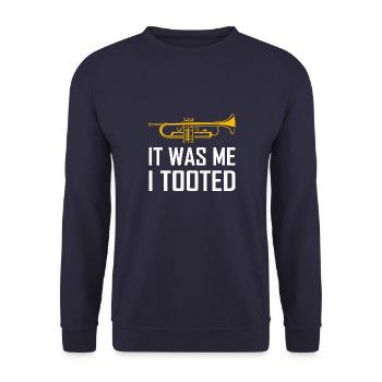 Jazz Music Player Trompete Evolution Jazz Lifestyl - Unisex Pullover - Navy - Vorne - Alina (178cm) & Michal (187cm)