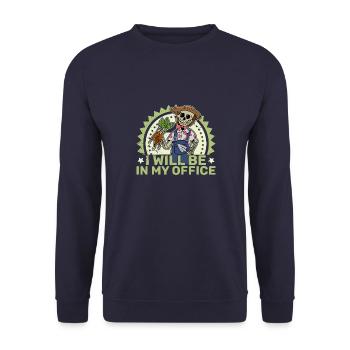 Kleingärtner Garten Spooky Skelett Halloween - Unisex Pullover - Navy - Vorne - Alina (178cm) & Michal (187cm)