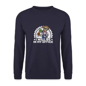 Kleingärtner Garten Spooky Skelett Halloween - Unisex Pullover - Navy - Vorne - Alina (178cm) & Michal (187cm)