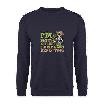 Halloween Skellet Garten Gärtner Blumen Spruch - Unisex Pullover - Navy - Vorne - Alina (178cm) & Michal (187cm)