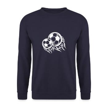 Fussball Symbol Feuer - Unisex Pullover - Navy - Vorne - Alina (178cm) & Michal (187cm)