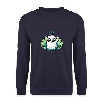 Peacock Bird Halloween Funny Ghost - Unisex Sweatshirt - navy - Front - Alina (178cm) & Michal (187cm)