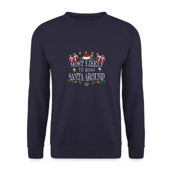 Am ehesten wird er den Weihnachtsmann ausbuhen - Unisex Pullover - Navy - Vorne - Alina (178cm) & Michal (187cm)