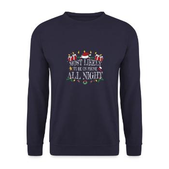 Höchstwahrscheinlich die ganze Nacht am Telefon sein - Unisex Pullover - Navy - Vorne - Alina (178cm) & Michal (187cm)