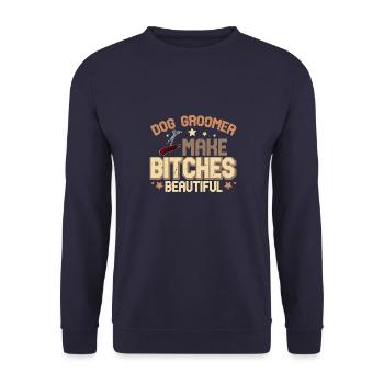 Hundepflege Friseur Grooming Groomer Schneiden - Unisex Pullover - Navy - Vorne - Alina (178cm) & Michal (187cm)