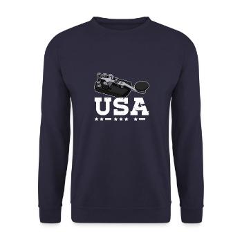 Morse Radio Technician Radio Mortar Hobby Ham - Unisex Sweatshirt - navy - Front - Alina (178cm) & Michal (187cm)