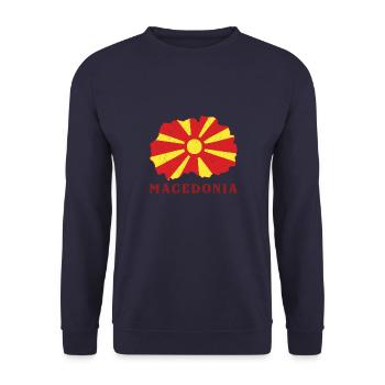 Mazedonien Balkan Herkunft Reise Flagge Skopje - Unisex Pullover - Navy - Vorne - Alina (178cm) & Michal (187cm)