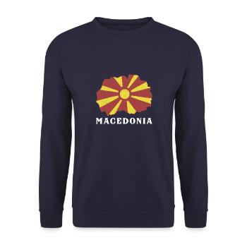 Mazedonien Balkan Herkunft Reise Flagge Skopje - Unisex Pullover - Navy - Vorne - Alina (178cm) & Michal (187cm)