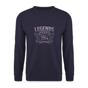 Legnden were born in 1964 60th birthday Sayings - Unisex Sweatshirt - navy - Front - Alina (178cm) & Michal (187cm)