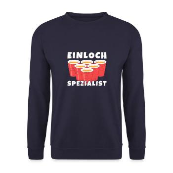 Beerpong lustige Sprüche, Saufspiel, Trinkspiel - Unisex Pullover - Navy - Vorne - Alina (178cm) & Michal (187cm)