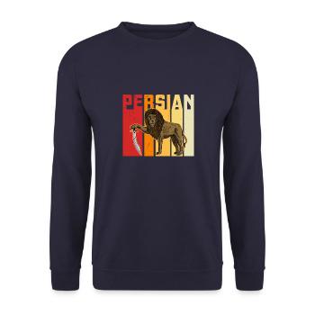 Persien Perser Löwe Sonne Iran Geschichte - Unisex Pullover - Navy - Vorne - Alina (178cm) & Michal (187cm)