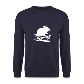 Minimalistischer Hamster Skateboard Skater - Unisex Pullover - Navy - Vorne - Alina (178cm) & Michal (187cm)