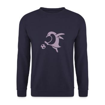 Penguin Footballer Silhouette Minimalist - Unisex Sweatshirt - navy - Front - Alina (178cm) & Michal (187cm)