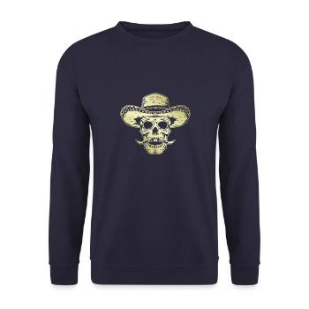 Mexican Skull Mexico Gold - Unisex Sweatshirt - navy - Front - Alina (178cm) & Michal (187cm)
