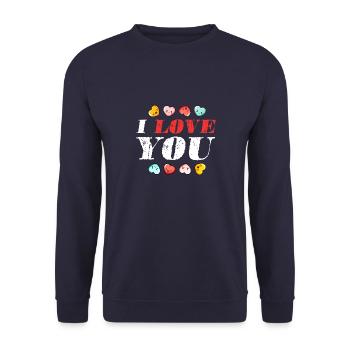 Je t’aime Coeur Mignon Saint-Valentin - Sweat-shirt Unisexe - marine - Devant - Alina (178cm) & Michal (187cm)