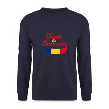 Balkan Rumänien Flagge Reise Rumänisch - Unisex Pullover - Navy - Vorne - Alina (178cm) & Michal (187cm)