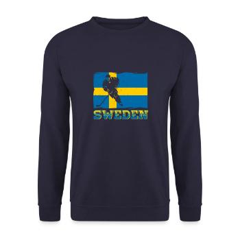 Schweden Skandinavien Urlaub Sverige Flagge - Unisex Pullover - Navy - Vorne - Alina (178cm) & Michal (187cm)