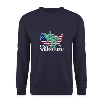 Kampfsportler Wrestler Wrestling Ringen Sport - Unisex Pullover - Navy - Vorne - Alina (178cm) & Michal (187cm)