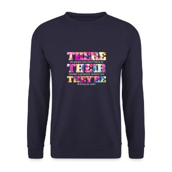 English Teacher Gifts English Class Grammar - Unisex Sweatshirt - navy - Front - Alina (178cm) & Michal (187cm)