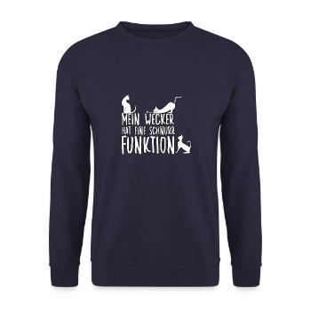 Witziges Katzenliebhaber Katzen Motiv Katzenhalter - Unisex Pullover - Navy - Vorne - Alina (178cm) & Michal (187cm)