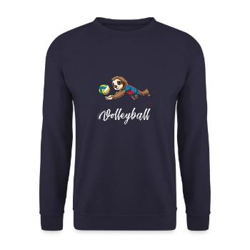 Liebe Volleyball - Niedliches Volleyball-Faultier - Unisex Pullover - Navy - Vorne - Alina (178cm) & Michal (187cm)
