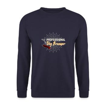 Hunde Hundefriseur Grooming Schneiden Spruch - Unisex Pullover - Navy - Vorne - Alina (178cm) & Michal (187cm)