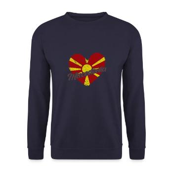 Balkan Mazedonische Flagge Mazedonien Herkunft - Unisex Pullover - Navy - Vorne - Alina (178cm) & Michal (187cm)