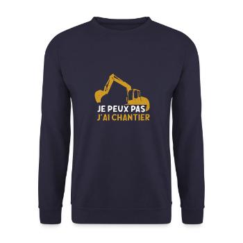 J Peux Pas J ai Chantier - Sweat-shirt Unisexe - marine - Devant - Alina (178cm) & Michal (187cm)