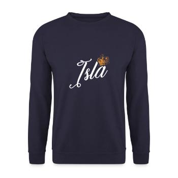 Isla Custom Name for Women Kids Toddlers - Isla - Unisex Sweatshirt - navy - Front - Alina (178cm) & Michal (187cm)