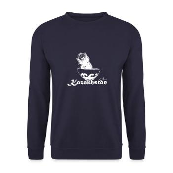 Republik Kasachstan UdSSR Sowjetrepublik Asien - Unisex Pullover - Navy - Vorne - Alina (178cm) & Michal (187cm)