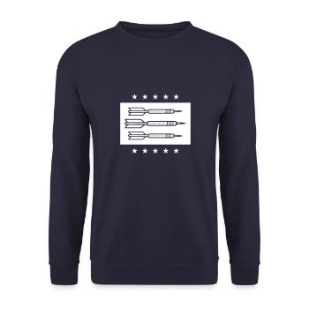 Darts Team Dartpfeile Symbol - Unisex Pullover - Navy - Vorne - Alina (178cm) & Michal (187cm)