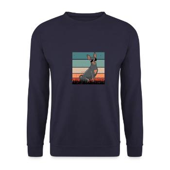 Iconic Rehpinscher Vintage Motif Pinscher Gassi - Unisex Sweatshirt - navy - Front - Alina (178cm) & Michal (187cm)
