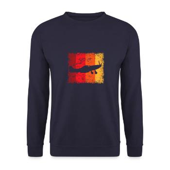 Flugzeug Piloten Fliegen Flieger Motorflugzeug - Unisex Pullover - Navy - Vorne - Alina (178cm) & Michal (187cm)