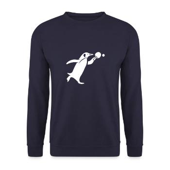 Silhouette de ping-pong pingouin - Sweat-shirt Unisexe - marine - Devant - Alina (178cm) & Michal (187cm)