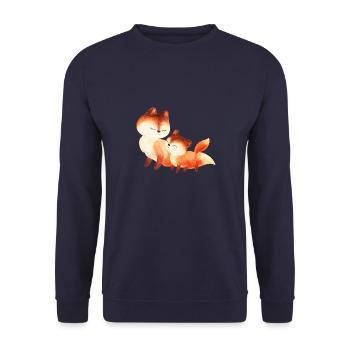 Fuchs Füchse Foxy Waldtier Familie Rotfuchs süß - Unisex Pullover - Navy - Vorne - Alina (178cm) & Michal (187cm)