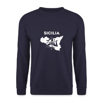 Sicilia Map Palermo Italian Coat of Arms Sicily - Unisex Sweatshirt - navy - Front - Alina (178cm) & Michal (187cm)