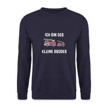 Feuerwehr Kleiner Bruder - Geburt Ich bin der - Unisex Pullover - Navy - Vorne - Alina (178cm) & Michal (187cm)