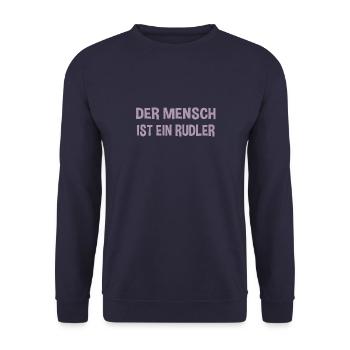 Der Mensch ist ein Rudeltier - Gemeinschaftsgeist - Unisex Pullover - Navy - Vorne - Alina (178cm) & Michal (187cm)