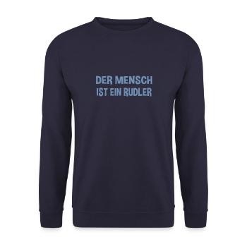 Der Mensch ist ein Rudeltier - Gemeinschaftsgeist - Unisex Pullover - Navy - Vorne - Alina (178cm) & Michal (187cm)